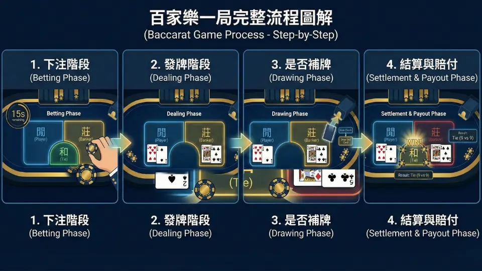 百家樂一局完整流程圖解-卡利娛樂城