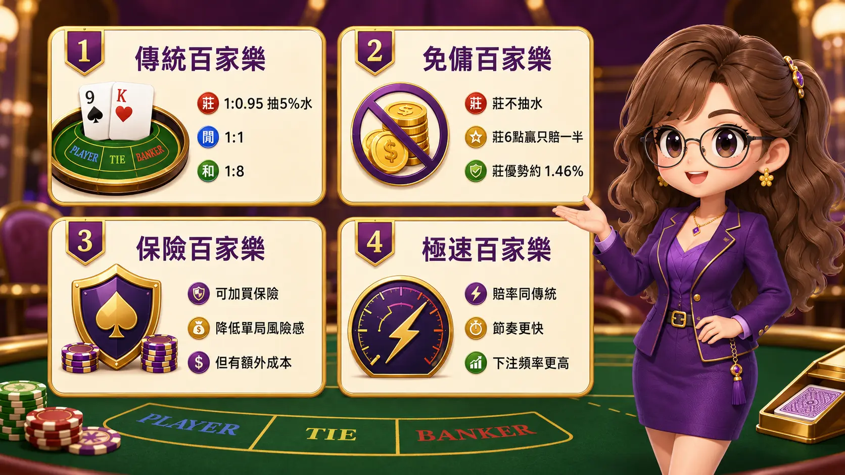 百家樂玩法一變，賠率細則就跟著變，常見的百家樂賠率玩法圖解