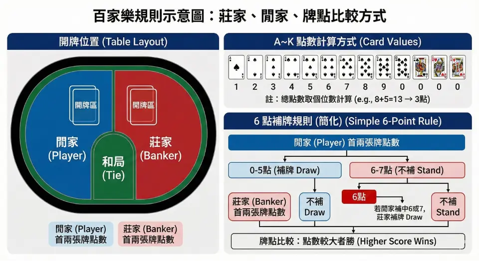 百家樂規則示意圖-卡利娛樂城