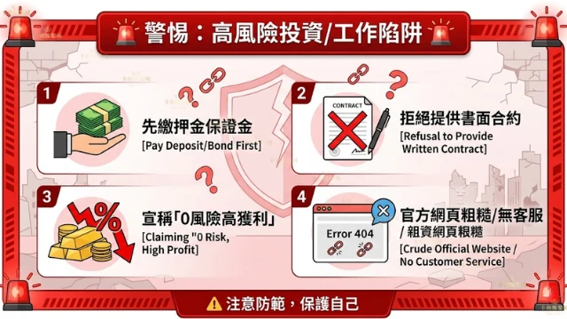 如何辨識黑網娛樂城代理詐騙的四個危險紅標訊號警示圖