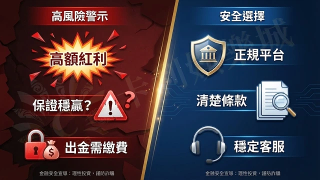 2026 現金版娛樂城黑網詐騙特徵對比圖，包含出金拖延與高紅利陷阱