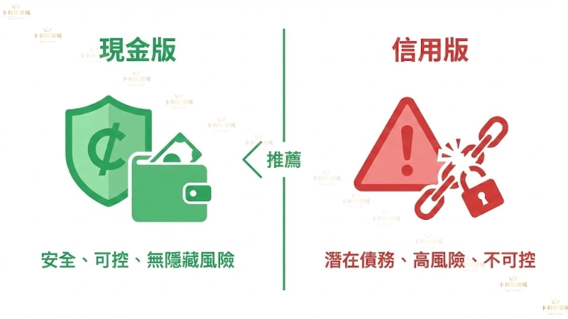 球版現金版與信用版安全風險對比圖解